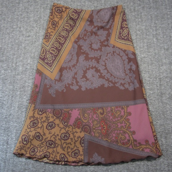 Vtg Studio Y Skirt Womens M Brown Pink Patchwork Paisley Pull‎ On Lined Boho Y2k - Picture 2 of 10